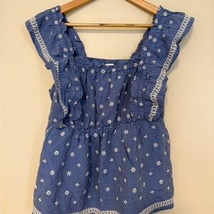 Old Navy Blue Top with White Embroidery